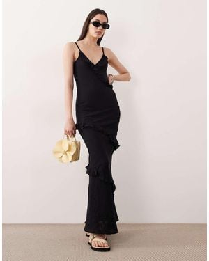 esmé studios Esmee Strappy Maxi Beach Dress With Ruffle Detail - Blue