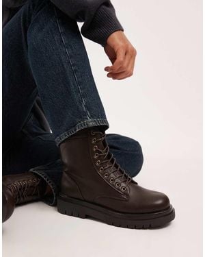 SEQWL Botas De Caña Alta Con Cordones Mvega De - Negro