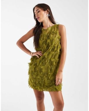 French Connection – chiffon-minikleid - Grün