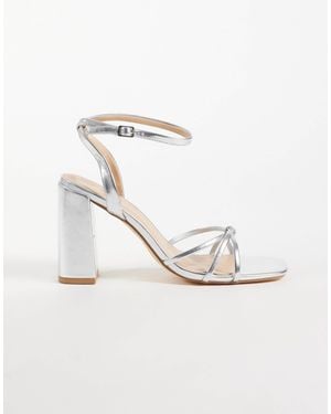 SEQWL Sandales à brides minimalistes à talon carré es - Blanc