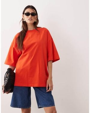 ARRANGE Camiseta Roja Extragrande De Manga Corta De Tejido Grueso De Algodón Premium - Rojo