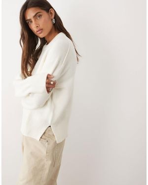 ASOS Boxy Sweater With Side Split Detail - Natural