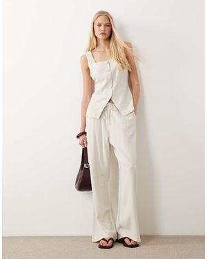 Miss Selfridge Linen Look Pull On Trouser - Natural