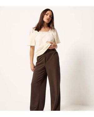 PixieGirl Petite Wide Leg Trousers - Brown