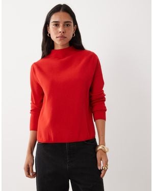 Mango High Neck Knitted Top - Red