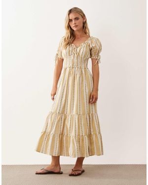 Miss Selfridge Milkmaid Corset Detail Maxi Dress - Natural