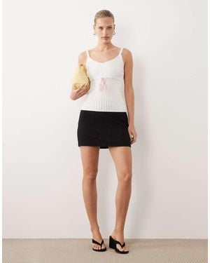Abercrombie & Fitch Curve Love High Rise Linen-blend Mini Skort - Natural