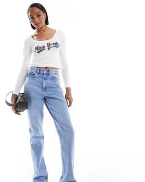ASOS Vaqueros Azules De Corte Recto Y Talle Medio De Asos Design Hourglass