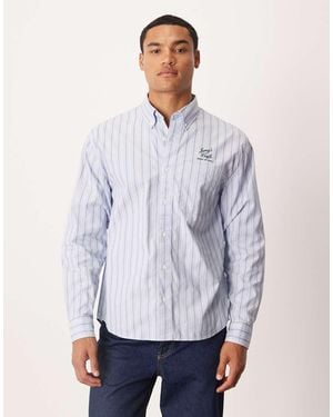 Abercrombie & Fitch Camisa De Manga Larga Y Estilo Preppy Con Gráfico En El Pecho De - Azul