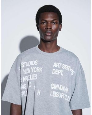 ASOS Boxy Oversized Drop Shoulder T-shirt With Text Graphic - White