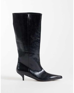 ASOS Camille Botas Hasta La Rodilla Con Tacón Bajo En Negro - Azul