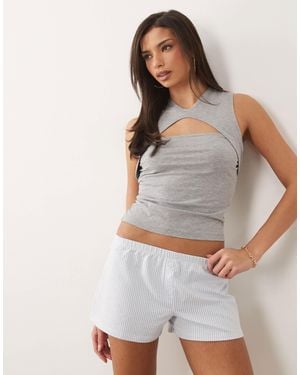 ASOS Jersey Seersucker Shorts - Grey