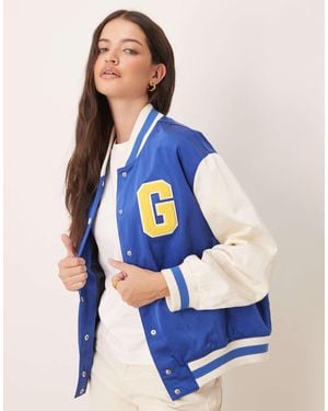 GANT Letterman Logo Varsity Bomber Jacket - Blue