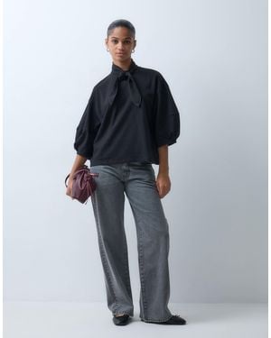 ASOS Top à manches longues à nouer en - Bleu