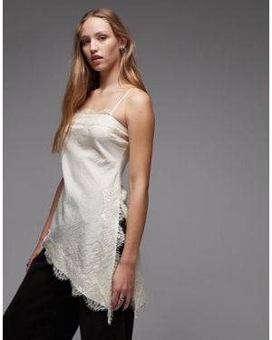 ASOS Longline Asymmetric Lace Trim Cami - Gray