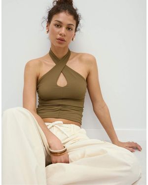 Stradivarius Halter Cross-over Top - Green