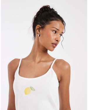 Vero Moda Jersey Cami Top With Lemon Print Graphic - White