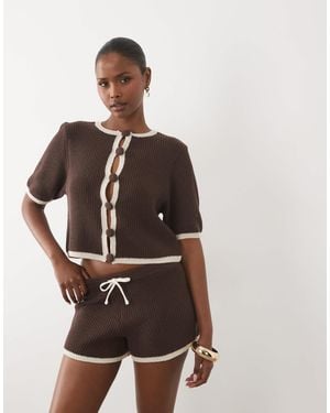 ASOS Knitted Micro Runner Shorts Co-ord - Brown