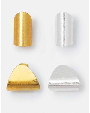 Pull&Bear Confezione Da 4 Orecchini Ear Cuff Tonalità Metallizzato - Bianco