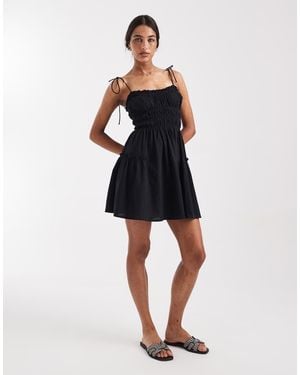 ASOS Faith Beach Shirred Mini Sundress - Black