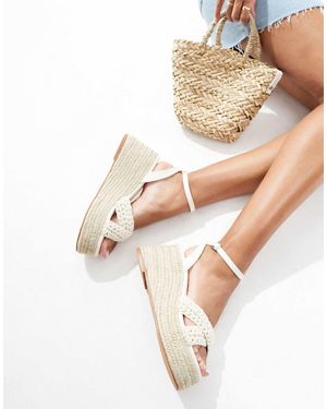 Glamorous Espadrilles Platform Heeled Sandals - White