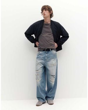 Pull&Bear Lightweight Bomber Jacket - Blue
