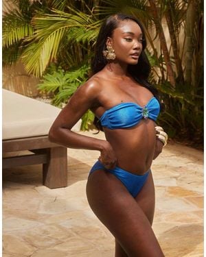 South Beach Crinkle Bikini Bottom - Blue