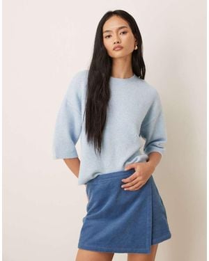 Jdy Short Sleeve Knitted Jumper With Wool - Blue
