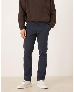 Farah Elm Straight Leg Twill Chino Trousers - Blue