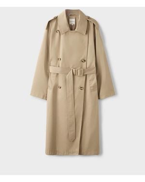 Stradivarius Long Basic Trench Coat - Natural