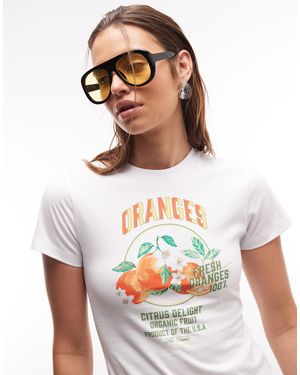 The Frolic Exclusive Orange Graphic Front Baby Tee - White