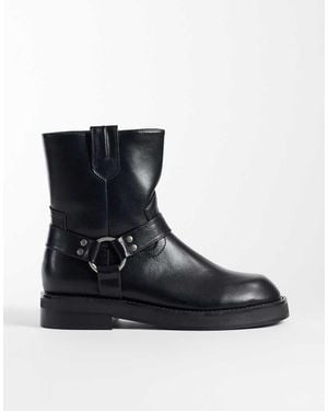 ASOS Botas Con Cremallera, Tira Y Detalle De Herrajes Metálicos En - Negro