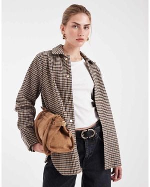 New Look Check Shacket - Brown