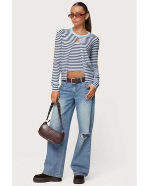 Edikted Dutton Distressed Low Rise Jeans - Blue