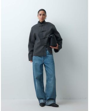 ASOS Kraagloos Formeel Jack Met Sluiting Met Knoopsluitingen - Blauw