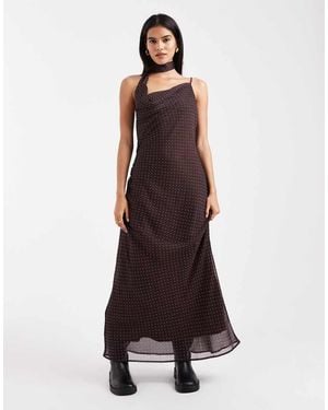 Miss Selfridge Tie Neck Cowl Maxi Dress - Multicolour