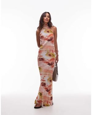 TOPSHOP Full Neck Halter Midi Dress - White