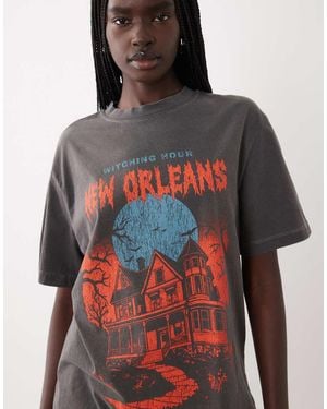 ASOS Top Grafico Oversize A Maniche Corte New Orleans Halloween - Rosso