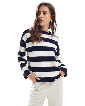 Vero Moda Pull oversize en maille structurée rayée - /crème - Bleu
