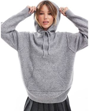 ASOS – gestrickter oversize-kapuzenpullover - Grau