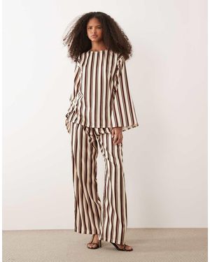 Iyal Satijnen Gestreepte Broek - Wit