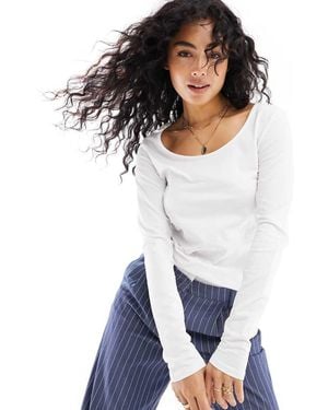 Vero Moda Soft Scoop Neck Long Sleeve Top - White