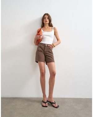 TOPSHOP Editor Denim Shorts - White