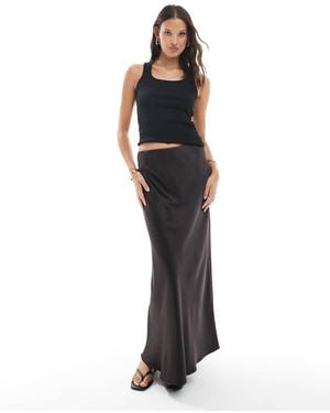 Vero Moda Satin Bias Midi Skirt - Black