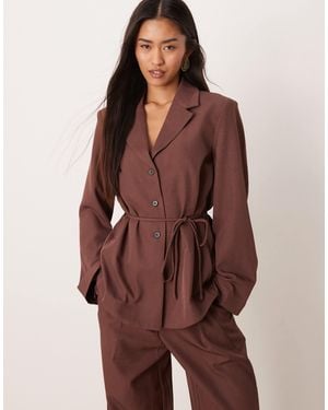 Y.A.S Tie Waist Blazer Co-ord - Brown