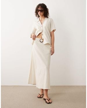 Jdy Belted Maxi Skirt With Linen Co-ord - Natural