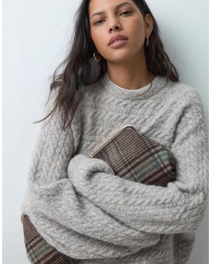 ASOS Crew Neck Batwing Horizontal Cable Sweater - Gray