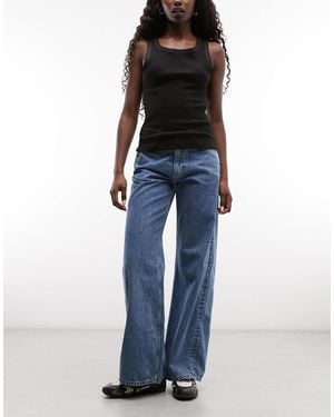Weekday Paz jeans mit mittlerer bundhöhe und weitem bein - Blau