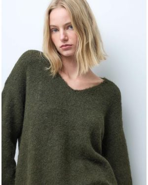 Vero Moda Oversize-pullover mit v-ausschnitt aus weichem strick - Grün