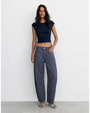 Pull&Bear – gestreifte ballon-jeans - Blau